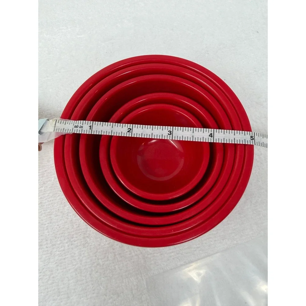 Unbranded Holiday Red Snowflake Nesting Melamine Prep Bowls Set of 5 Kitchenware